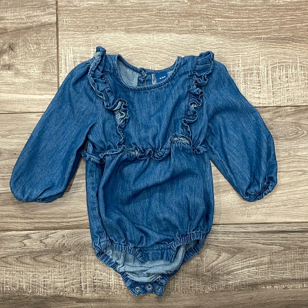 Denim long sleeve bubble romper - Old Navy